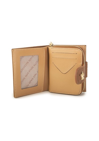 Nas Bag Kadın Çift Kapaklı Mini Cüzdan Taba Camel Gofraj Çok Renkli