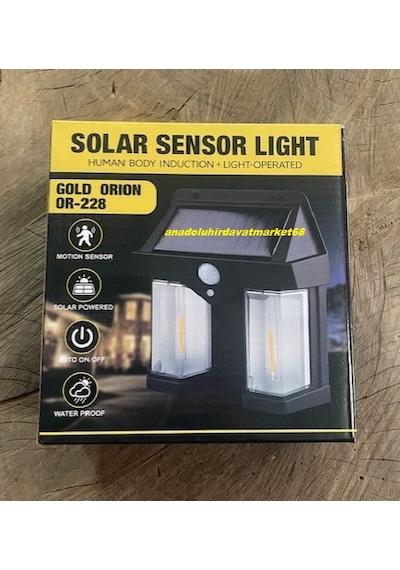 Orıon Solar Sensörlü Kamp Lambası Bahçe Aplik Nostalji Bahçe Lambası Siyah