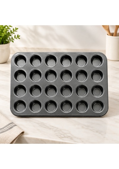 24 Bölmeli Metal Muffin Kek Kalıbı Sarı