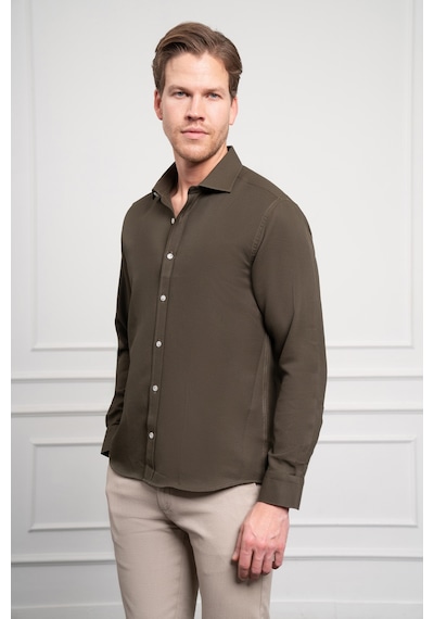 Morven Erkek Haki Trend İtalyan Yaka Slim Fit Dar Kesim Gömlek 25mc004017710 Haki Haki