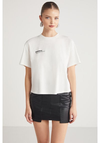 Grımelange Fına Kadın Sırt Baskı Detaylı Regular Fit Bisiklet Yakalı %100 Organik Pamuklu Ekru T-shirt Grımelange Fına Kadın Sırt Baskı Detaylı Regular Fit Bisiklet Yakalı %100 Organik Pamuklu Ekru T-shirt