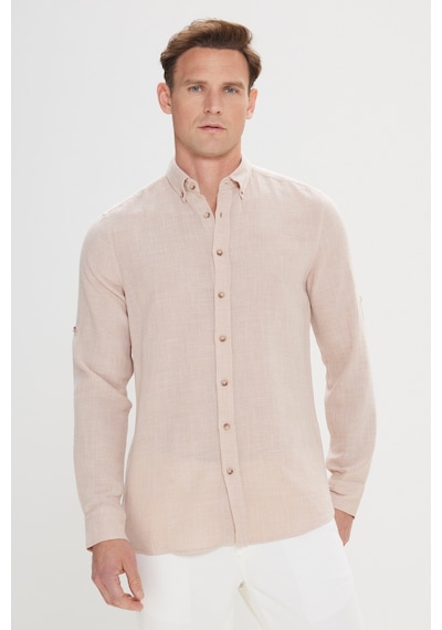 AC&Co / Altınyıldız Classics Erkek Koyu Bej Slim Fit Dar Kesim %100 Pamuk Düğmeli Yaka Gömlek Koyu Bej AC&Co / Altınyıldız Classics Erkek Koyu Bej Slim Fit Dar Kesim %100 Pamuk Düğmeli Yaka Gömlek Koyu Bej