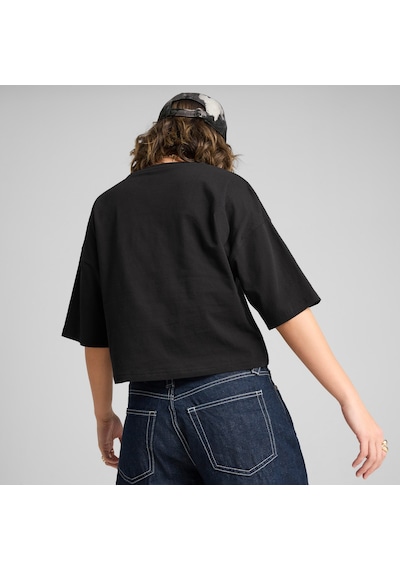 Puma Wardrobe Ess Kadın Oversize Kısa Tişört 629743 01 SIYAH Siyah