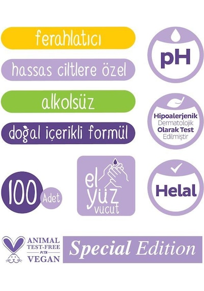 Sleepy Herbal Kişisel Bakım Havlusu 2'li 100'lü ve Rosie Tekli