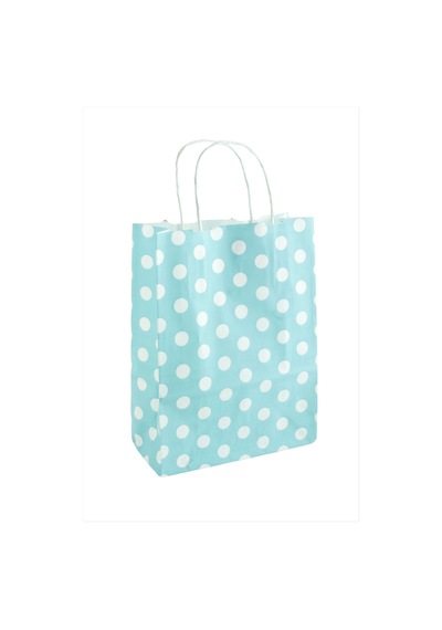 8x18x24 - 716 - Cm Benekli Büküm Saplı Kağıt Poşet 1 - Csmo-tex - Adet Mavi
