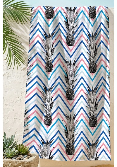 Ananas Tropikal Zigzag Plaj Havlusu-modern Marine Pastel Havuz Deniz Hızlı Kuruyan Mikrofiber Havlu Kumlu İncisi