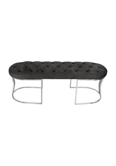 VİEGO SILVER ANTRASİT-Kapitoneli Model Puf&Bench&Koltuk-Oturak-Uzun Makyaj Puff-Yatak Odası Ucu&Önü