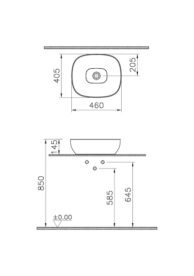 VitrA Outline 5994B476-0016 Çanak Lavabo Dikdörtgen Mat Taş Gri 45 x 40 CM