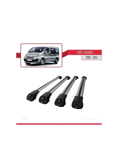 Opel Vivaro 2001-2014 Arası İle Uyumlu Ace-1 Ara Atkı Tavan Barı Gri 4 Adet Bar