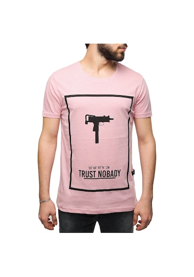 Madmext Uzi Baskılı Pembe Tişört 2533
