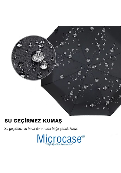 Microcase Unisex Rüzgarda Kırılmayan Su Geçirmez Şemsiye 8 Telli Al4662