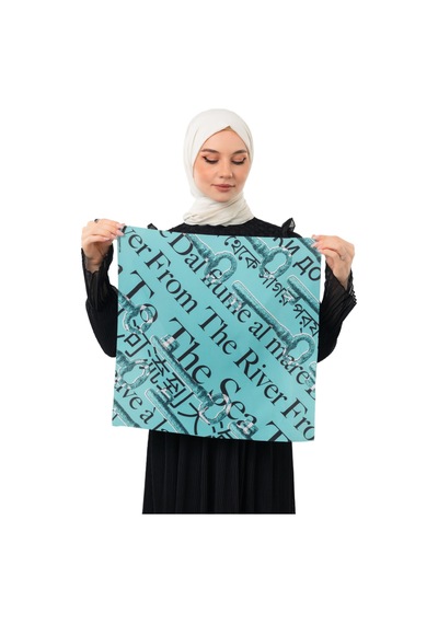 Zaytoon Filistin Atasözü Ve Geri Dönüş Anahtarı Yeşil Rengi Küçük Fular 45 45 Unisex S100050 Mavi