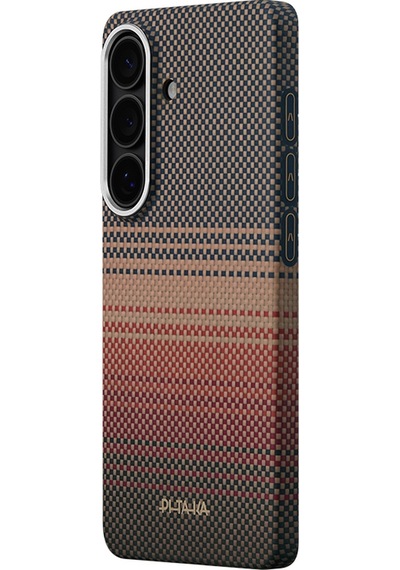 Galaxy Uyumlu S26 Plus Kılıf M-safeli Aramid Fiber Pitaka Tactile Woven Sunset-moonrise Serisi Kahverengi Kahverengi