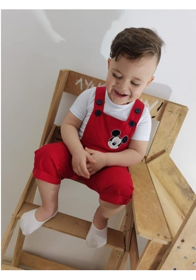 MODAVALS GABARDİN KARDEŞ KOMBİN MICKEY TULUM & TSHIRT KOMBİN  - KIRMIZI