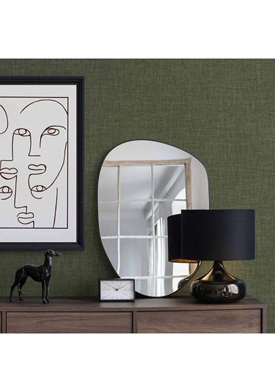 Adawall Muse Koleksiyonu- 25104-10 Yeşil Keten Efektli Modern Duvar Kağıdı 1.06x15.6m, 16.5m²