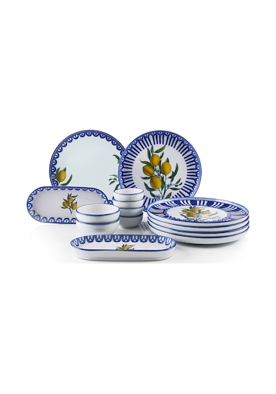Kütahya Porselen Lemon Charm 14 Parça 6 Kişilik Kahvaltı Takımı Ekru