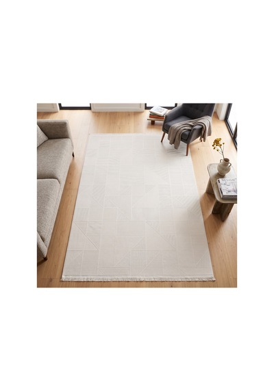 Merinos Vista Beyaz Renk %100 Akrilik Parlak Dokuma Geometrik Yumuşak Dokulu Salon Oturma Odası Halısı 76644-60 Merinos Vista Beyaz Renk %100 Akrilik Parlak Dokuma Geometrik Yumuşak Dokulu Salon Oturma Odası Halısı 76644-60