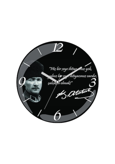 En Çok Satılan Atatürk Çalışmak Çap 30cm Sessiz Akar Bombeli Gerçek Cam Duvar Saati Çok Renkli