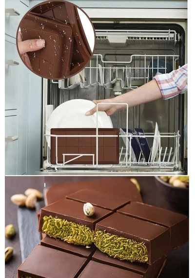 Meşhur Dubai Çikolatası Kalıbı - Büyük Tablet Çikolata Mum Kek Kalıbı Pasta Kalıbı - Aflc-768356 Renkli