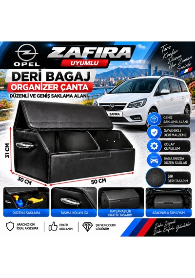 Opel Zafira Uyumlu Oto Bagaj Organizeri Deri Bagaj Kutu Çanta 1