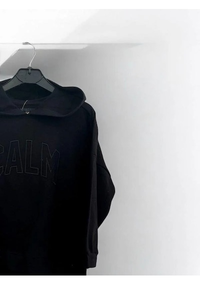 Kız Çocuk Kapüşonlu Calm Kapartmalı Sweatshirt-14372 Siyah Kız Çocuk Kapüşonlu Calm Kapartmalı Sweatshirt-14372 Siyah