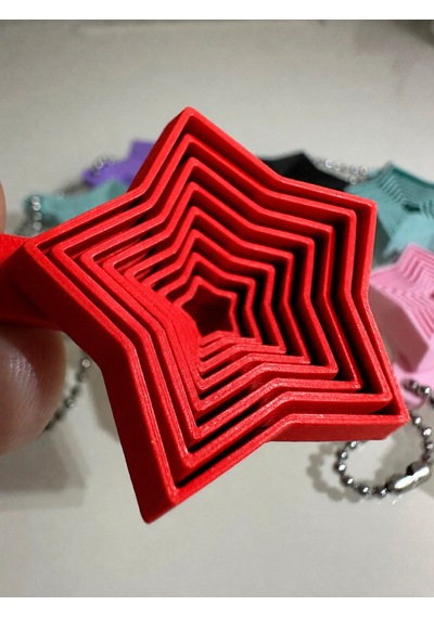 3d Baskı Yıldız Fidget Anahtarlık - Hareketli Gerginlik Oyuncağı Ve Çanta Aksesuarı-kırmızı