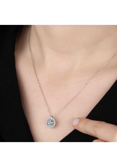 Swarovski Taşlı Gümüş Tektaş Kadın Kolye (551181031)