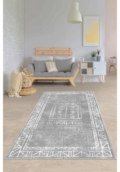 West Home Dijital Baskı Yıkanabilir Kaymaz Taban Salon Halısı Mutfak Halısı Yolluk Ve Banyo Paspası Wh 435 Grey