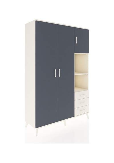 Hyperion Dolap 5 Raflı 3 Çekmeceli Tek Askılı 132x44x195 Aytaşı-antrasit/aytaşı Antrasıt/aytası