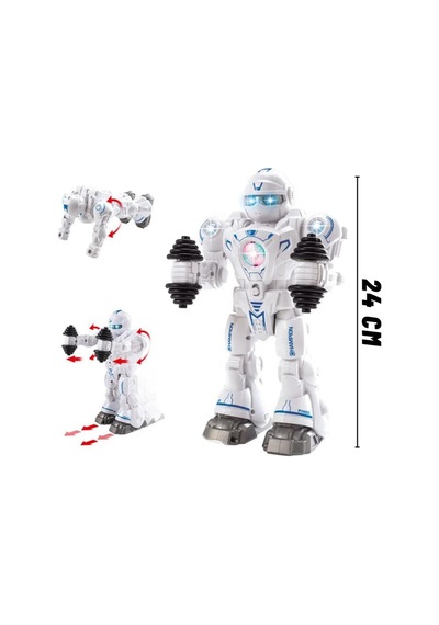 Sporcu Robot Işıklı Sesli Ve Hareketli Oyuncak Dambıl Kaldıran Şınav Çeken Robot 24 Cm