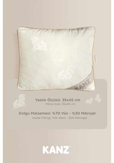Yün Bebek Yastığı 35x45 Cm Ekru