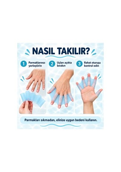 Silikon Yüzme El Paleti Parmak Arası Perdeli Su Egzersizi Eldiveni Mavi-l Mavi-l