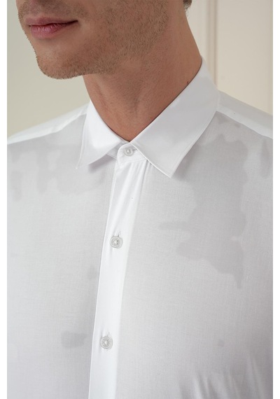 Efor Slim Fit Pamuk Uzun Kol Klasik Beyaz Gömlek Gk 745 Beyaz