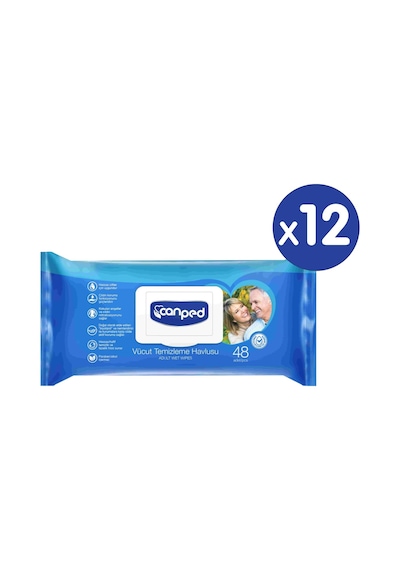 Canped Vücut Temizleme Mendili 48 Yaprak X 12 Adet (576 Yaprak)