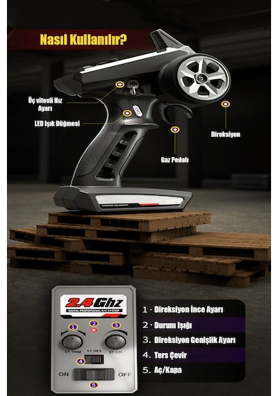 Mofy Baby Gantry Pro Fırçasız Motor Rc Uzaktan Kumandalı Araba 4wd 1:16 Metal İç Aksam 70km/h Şarjlı 4x4 Araç Kırmızı