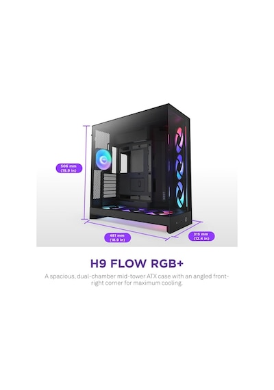 Nzxt H Series H9 Flow Rgb+ Cm-h92fb-p1 Siyah Atx Mid Tower Gaming Akak0nzx0063