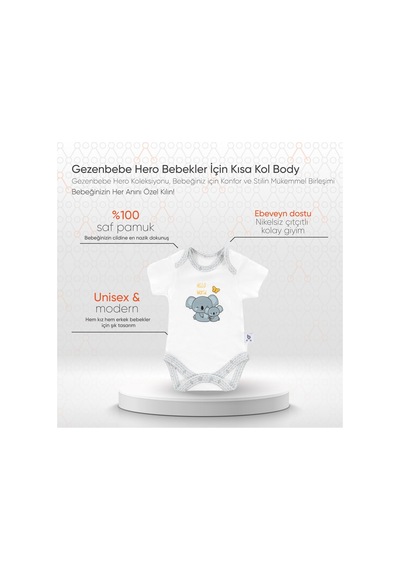 Gezenbebe Hero Bebekler İçin Kısa Kol Body 001
