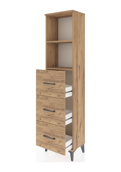 Arges Dolap 2 Raflı 3 Çekmeceli 44x30x182 Çam-çam Çam