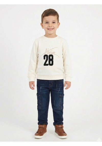 Xo Kids Erkek Çocuk 3lü Alt Üst Takım 2-5 Yaş 12202 Ekru - Lacivert