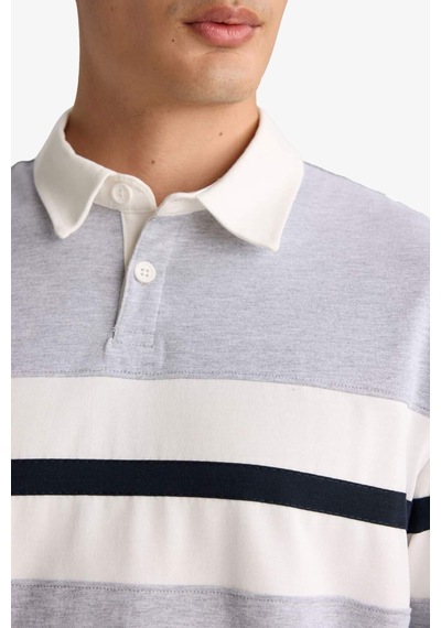 Defacto Regular Fit Polo Yaka Uzun Kollu Tişört E9382ax25augr210 Gri