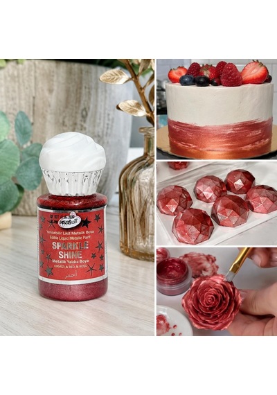 Dr. Gusto Sparkle Sıvı Metalik Boya Kırmızı Yenilebilir Pasta Ve Tatlı Dekor Boyası