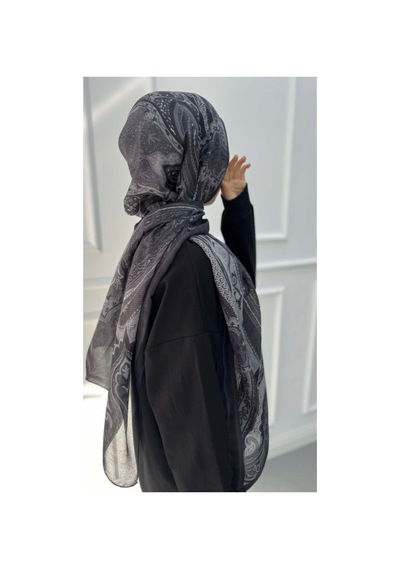 Ardün Hijab Retro Etnik Desen Soft Şal Siyah - 694981451 Siyah