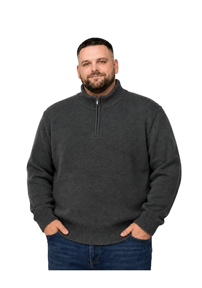 Battalmoda Erkek Büyük Beden Antrasit Hattush Dik Yaka Cepli Triko Hırka 3xl-4xl-5xl-6xl