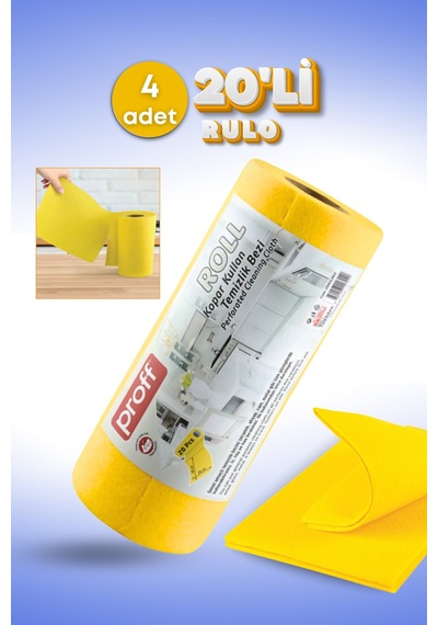 Grimorlife 4 Adet 20'li Rulo Kopar Kullan Çok Amaçlı Temizlik Bezi - Ekonomik Ve Pratik Hijyen