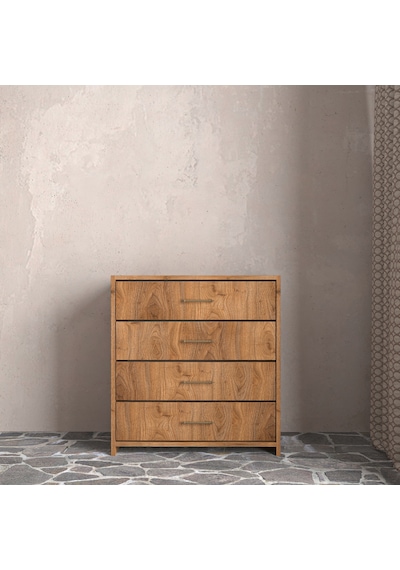 Renazzo Soft Wood 4 Çekmeceli Masif Ahşap Şifonyer Ceviz