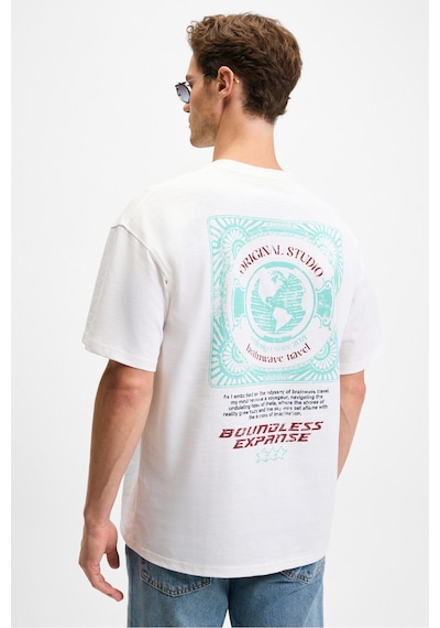 Grımelange ANGOLO Erkek Ön Baskı Ve Nakış Detaylı Bisiklet Yaka Oversize Kısa Kollu Beyaz T-Shirt Grımelange ANGOLO Erkek Ön Baskı Ve Nakış Detaylı Bisiklet Yaka Oversize Kısa Kollu Beyaz T-Shirt