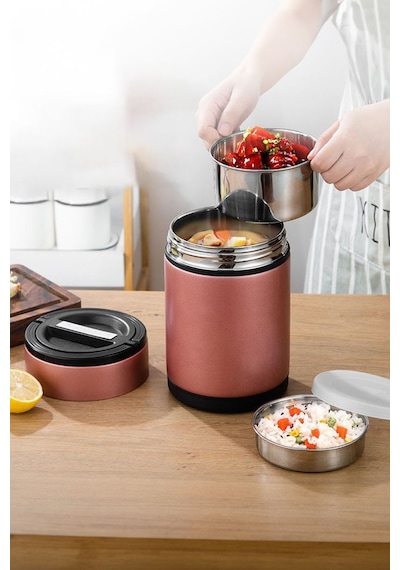 Pembe304 Çelik 1800 Ml Vakum Yemek Mama Saklama Termosu Sefertası Pembe