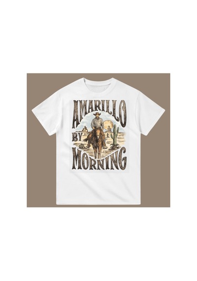 Qmen Style Unisex Basic Baskılı T-shirt Amarillo By Morning Beyaz %100 Pamuk