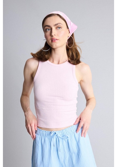 Defacto Slım Fıt Halter Yaka Fitilli Açık Pembe Atlet A8859ax26smpn343 Pembe-pn343