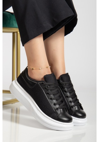 Erceka Günlük Sneaker Kadın Spor Ayakkabı Bağcıklı Beyaz-siyah-mavi-gümüş-gold-sarı Siyah - Beyaz Erceka Günlük Sneaker Kadın Spor Ayakkabı Bağcıklı Beyaz-siyah-mavi-gümüş-gold-sarı Siyah - Beyaz